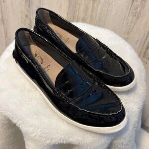 Cole Haan Women's Size 8.5 Pinch Weekender Penny Loafers Black Patent Leather